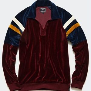 Todd Snyder Colorblock Striped Velour Polo Large